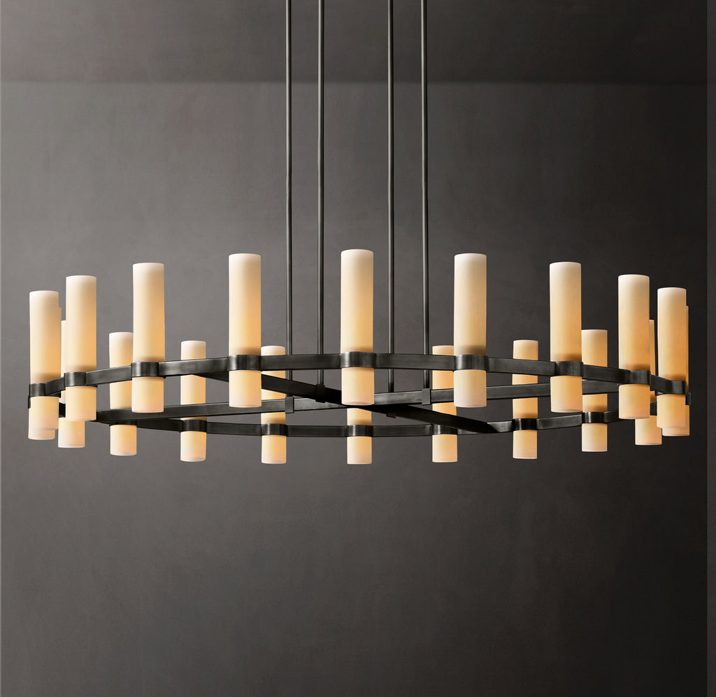 Artisan Ravelle Round Milk Glass Chandelier