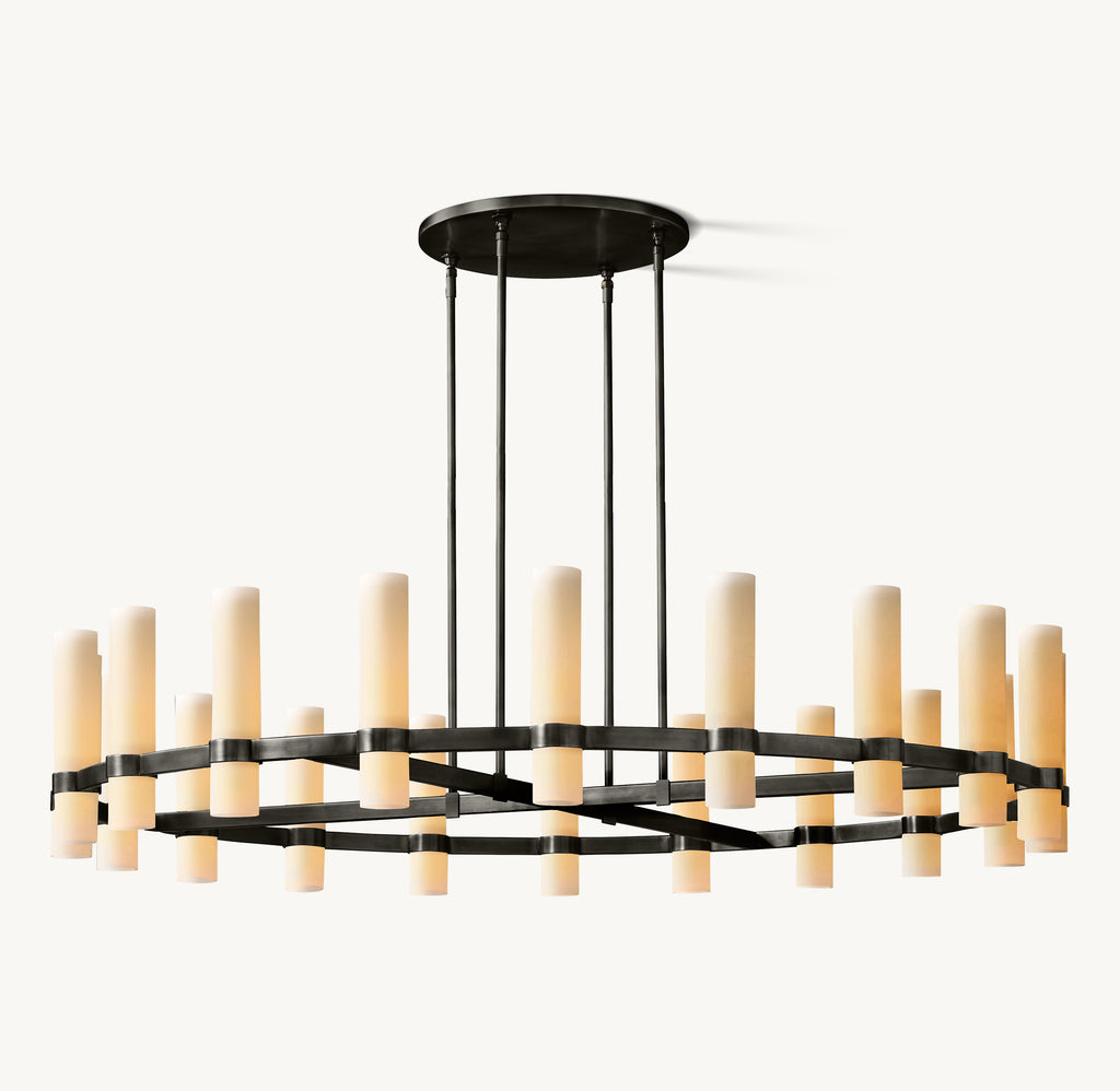 Artisan Ravelle Round Milk Glass Chandelier, alternate view