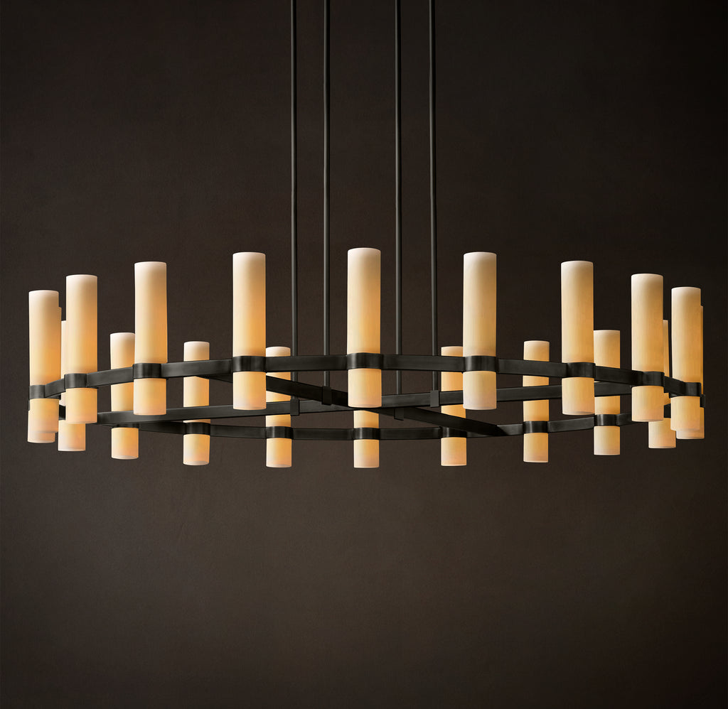 Artisan Ravelle Round Milk Glass Chandelier – 60"