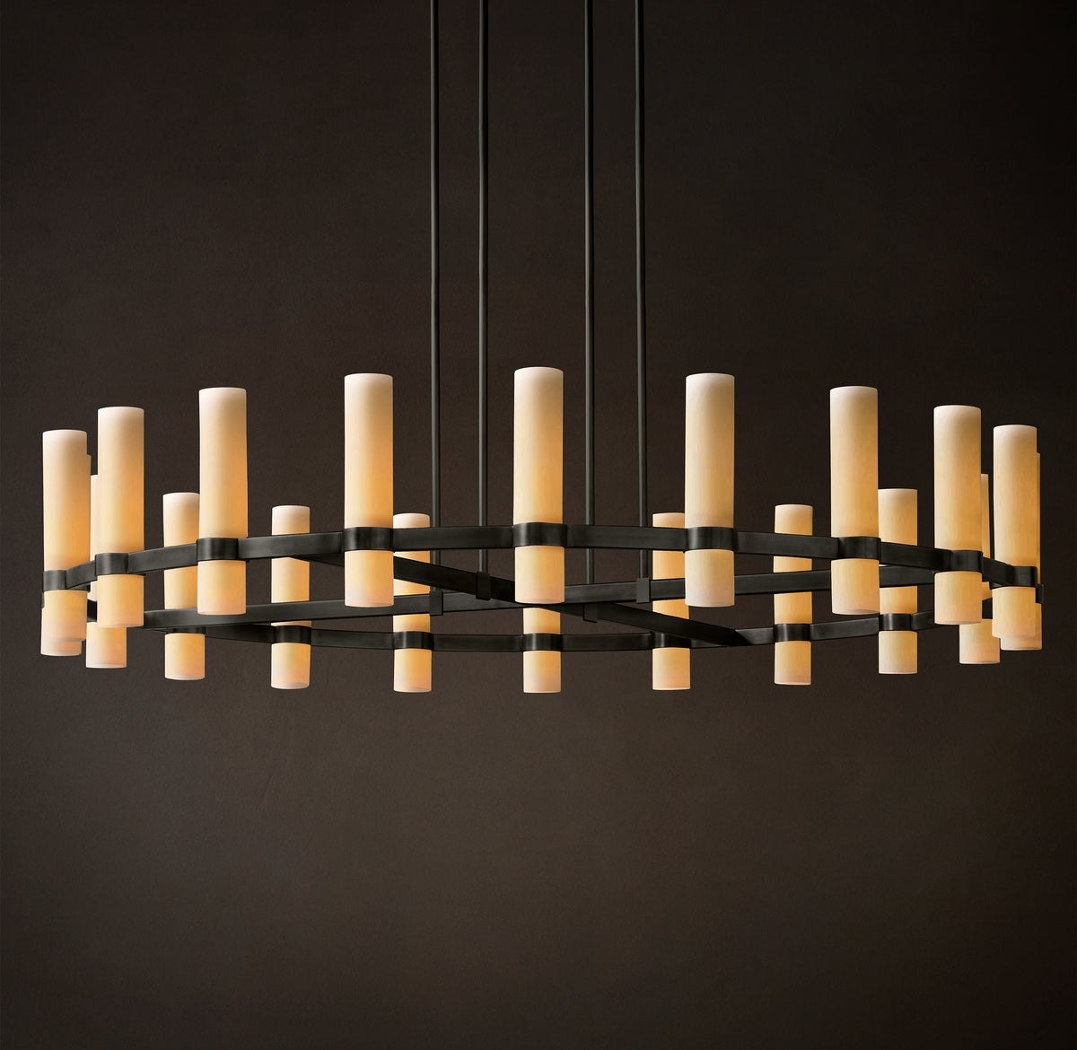 Artisan Ravelle Round Milk Glass Chandelier – 60"