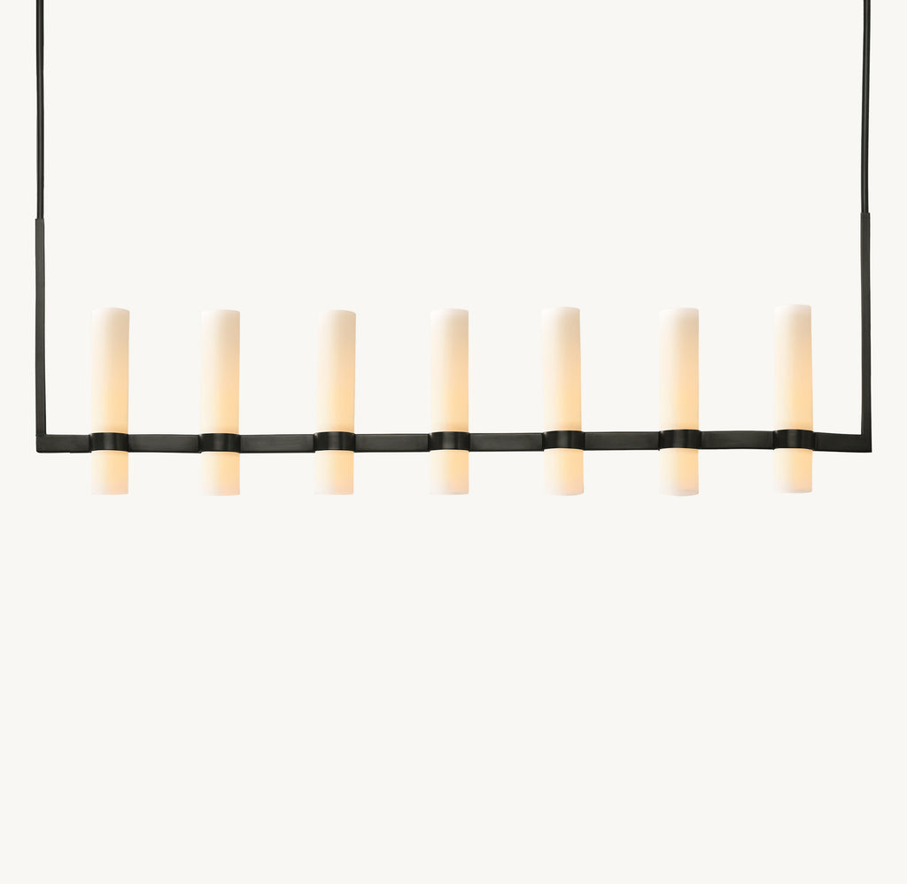 Artisan Ravelle Linear Milk Glass Chandelier, alternate view