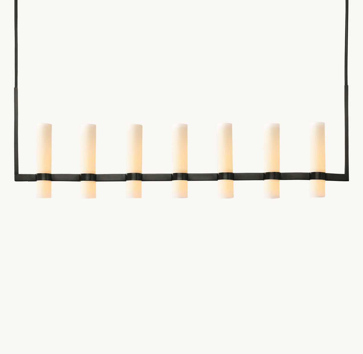 Artisan Ravelle Linear Milk Glass Chandelier, alternate view