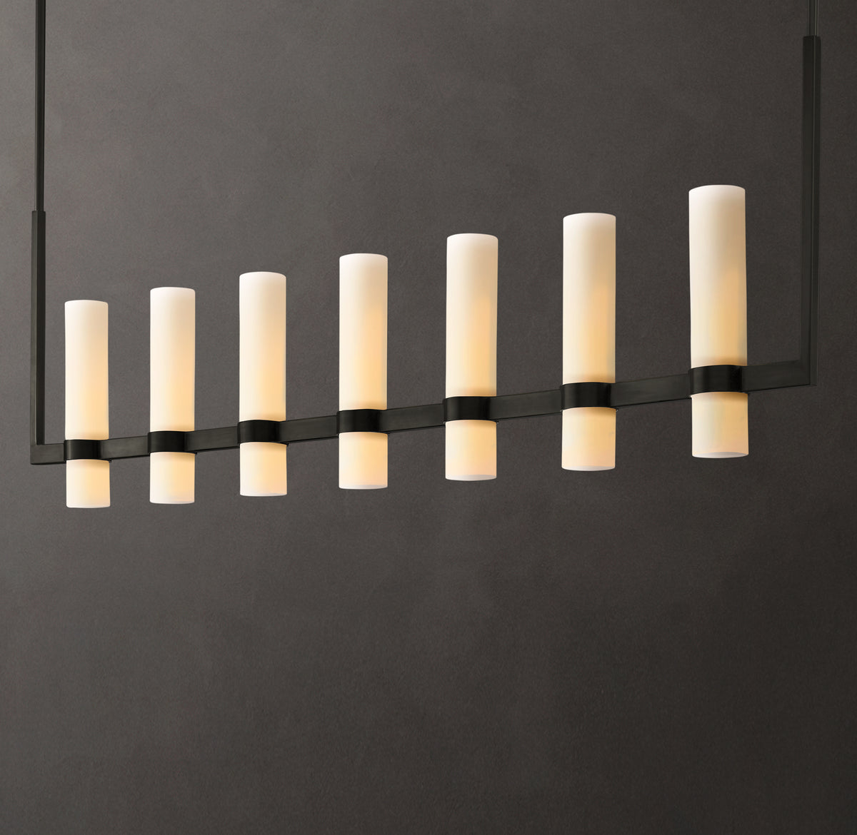Artisan Ravelle Linear Milk Glass Chandelier – 54"