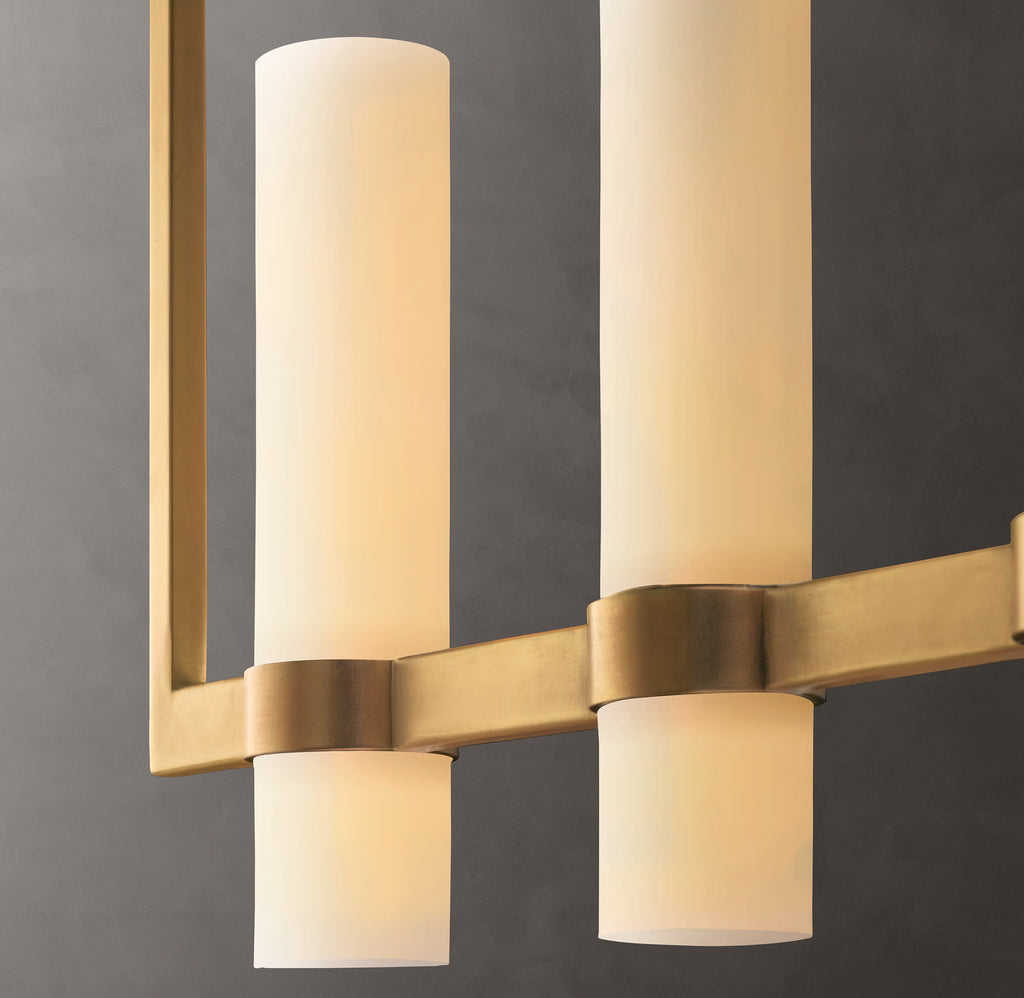 Artisan Ravelle Linear Milk Glass Chandelier – 71"