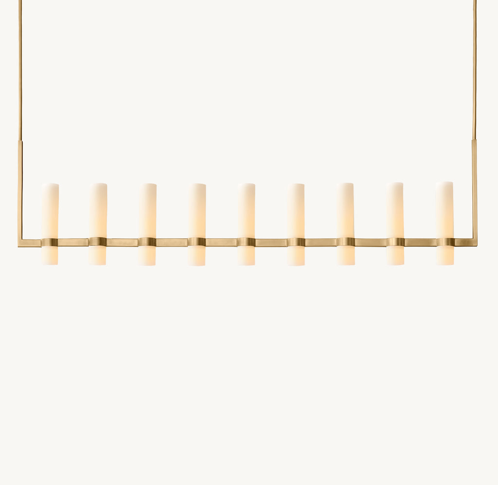 Artisan Ravelle Linear Milk Glass Chandelier, alternate view