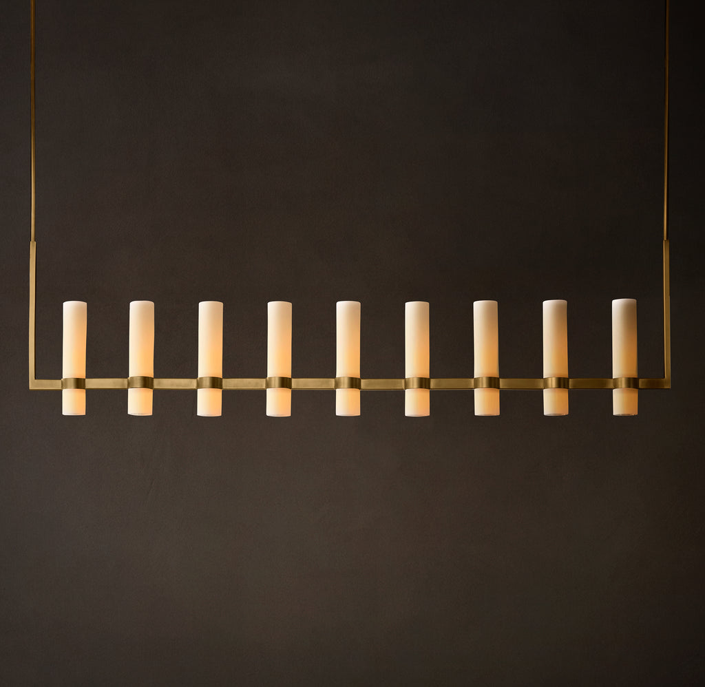 Artisan Ravelle Linear Milk Glass Chandelier – 71"