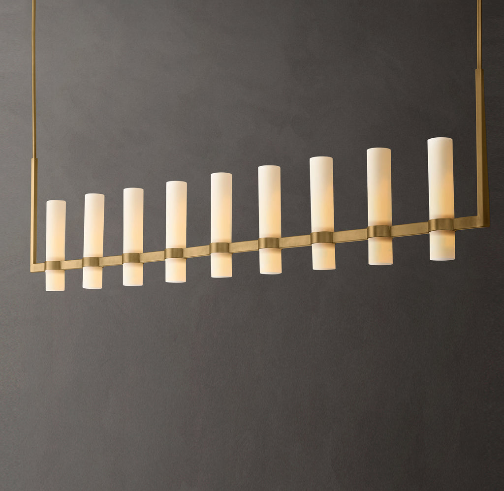 Artisan Ravelle Linear Milk Glass Chandelier – 71"
