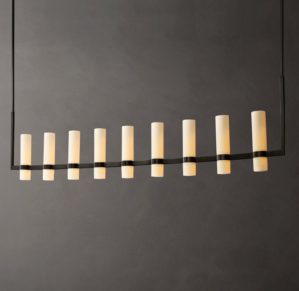 Artisan Ravelle Linear Milk Glass Chandelier – 71"