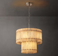 Sculptural San Marco Alabaster Two-Tier Round Chandelier