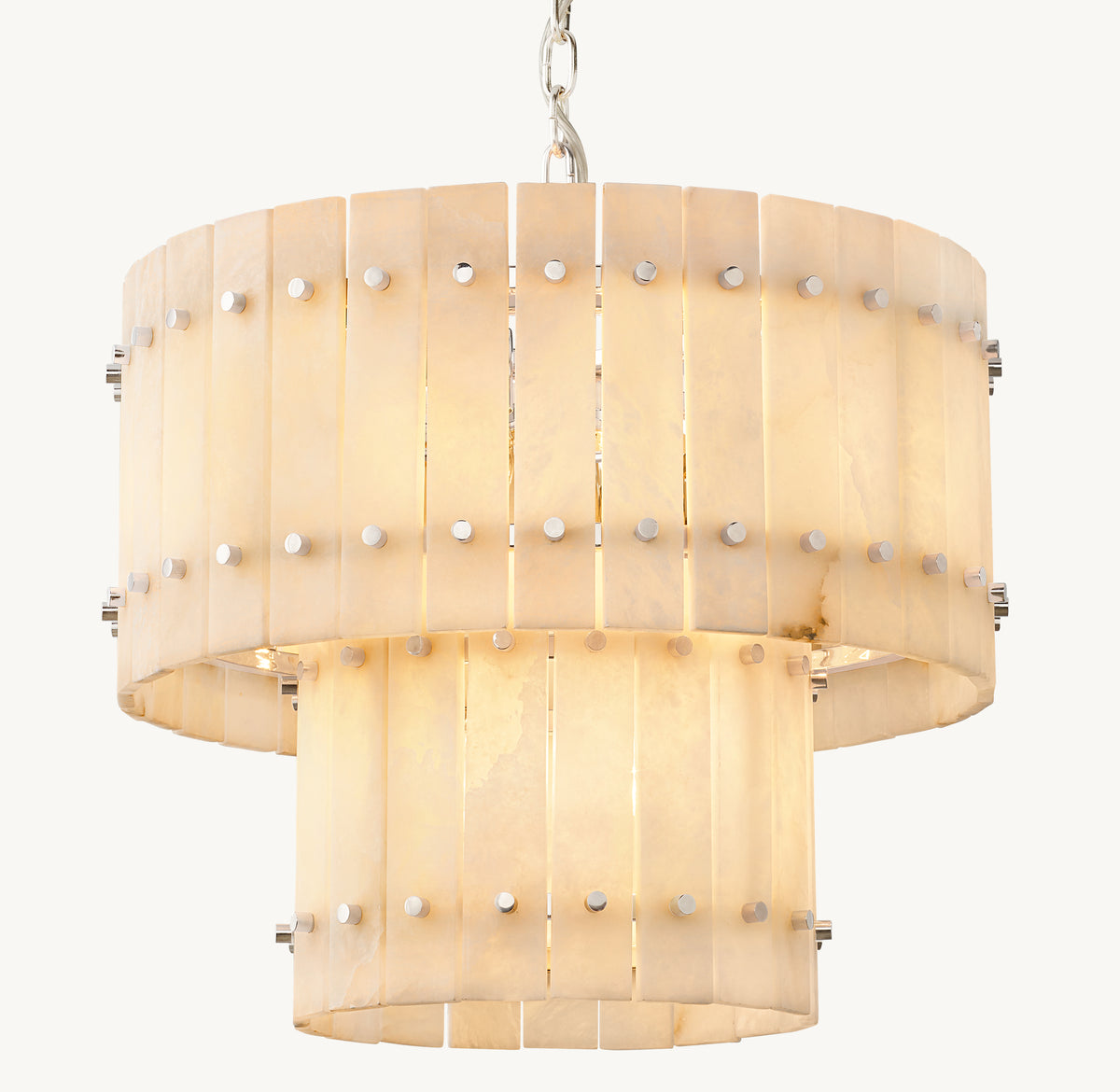 Sculptural San Marco Alabaster Two-Tier Round Chandelier, alternate view