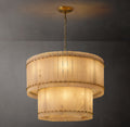Sculptural San Marco Alabaster Two-Tier Round Chandelier