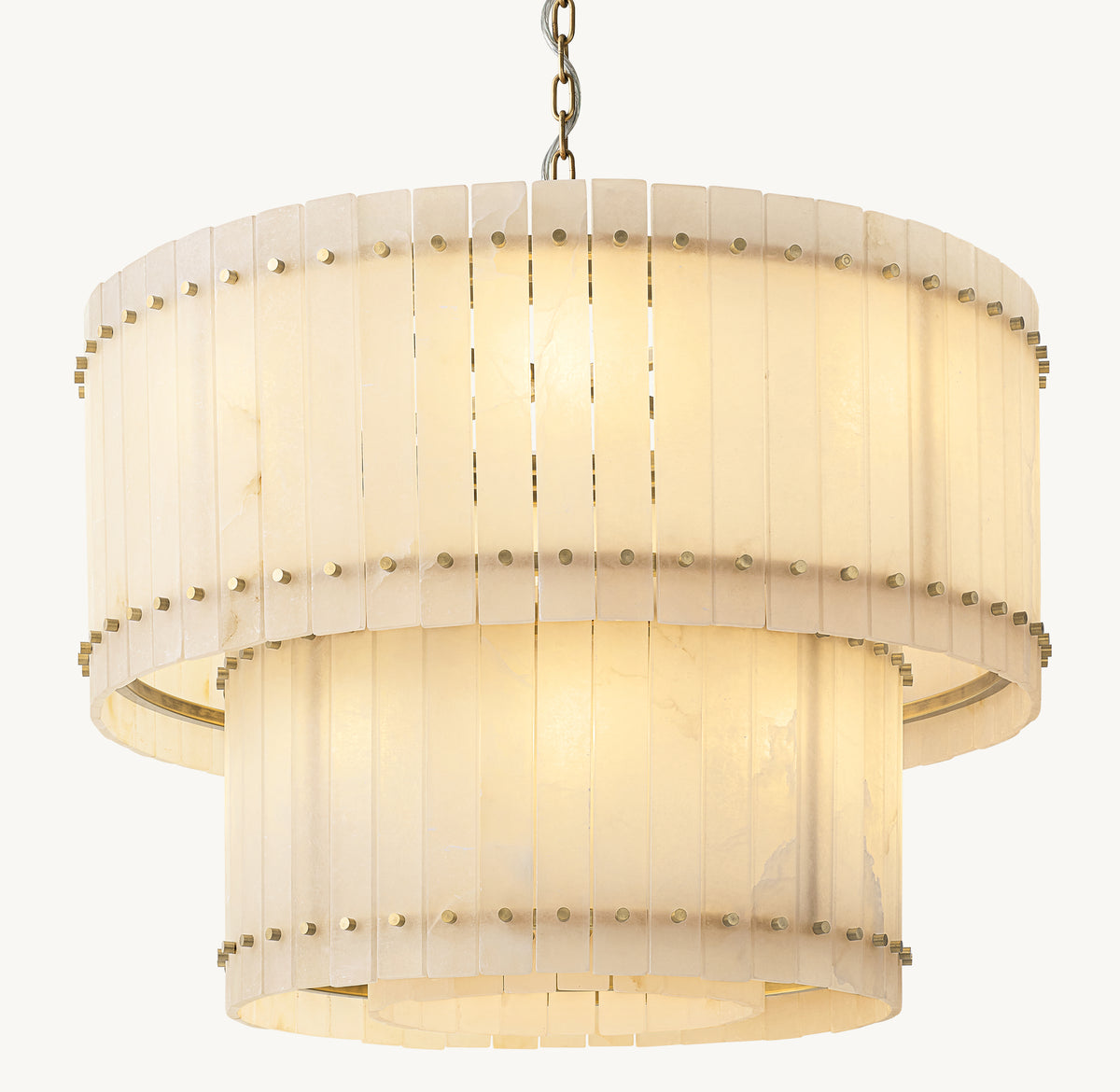 Sculptural San Marco Alabaster Two-Tier Round Chandelier, alternate view
