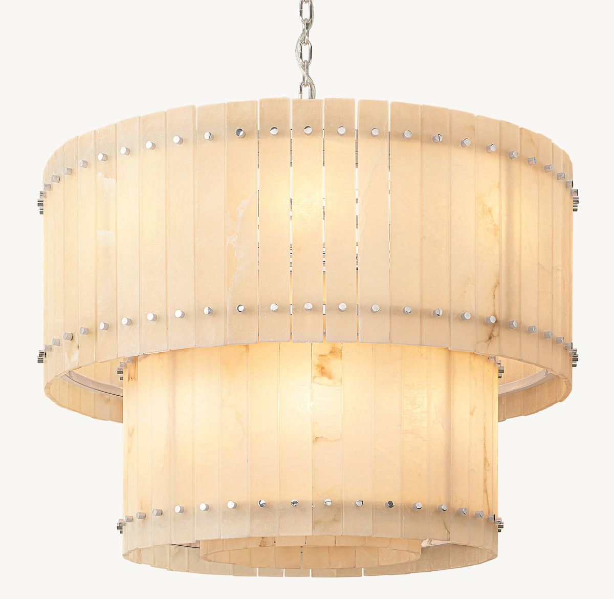 Sculptural San Marco Alabaster Two-Tier Round Chandelier