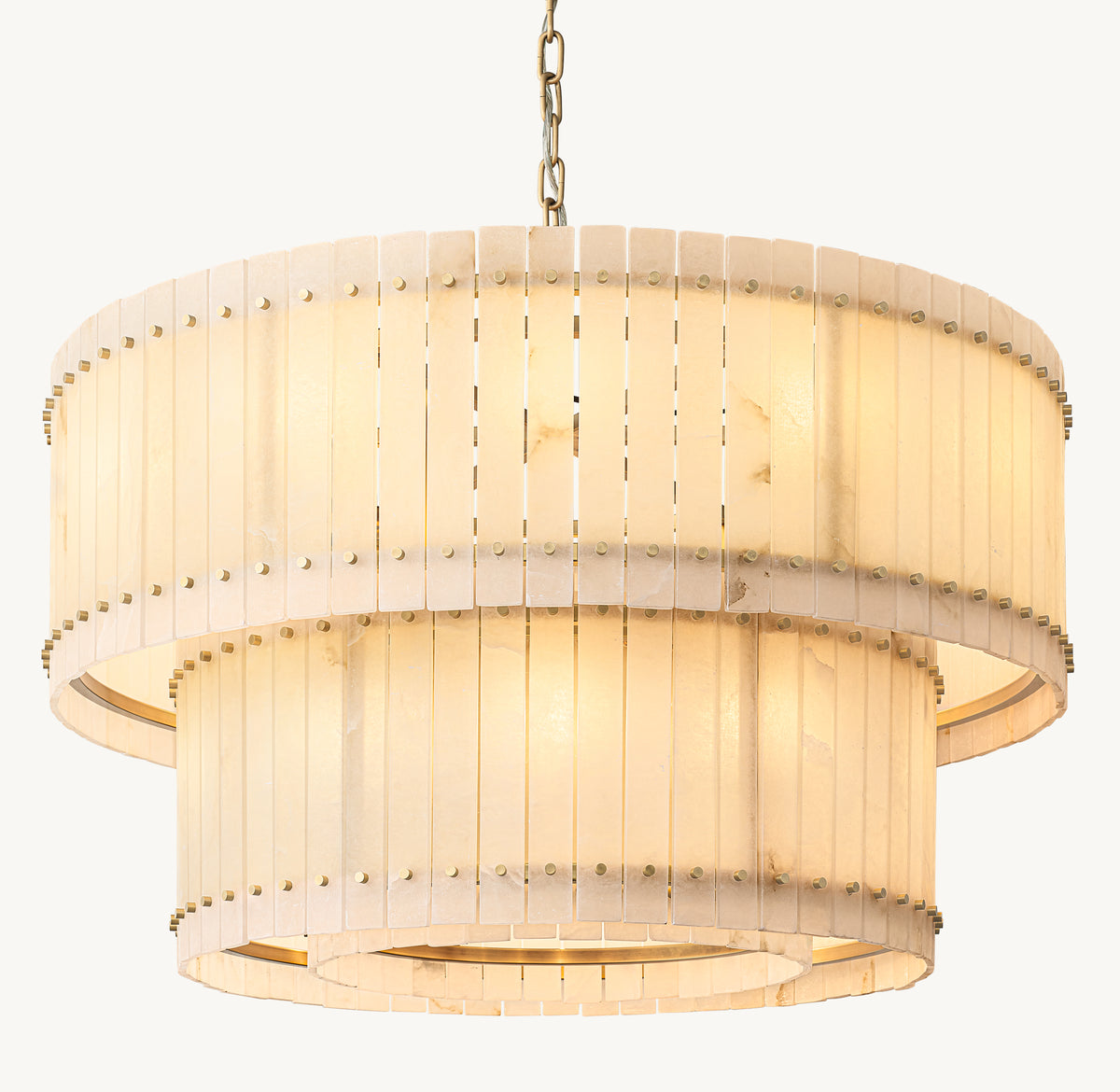 Sculptural San Marco Alabaster Two-Tier Round Chandelier, alternate view