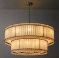 Sculptural San Marco Alabaster Two-Tier Round Chandelier