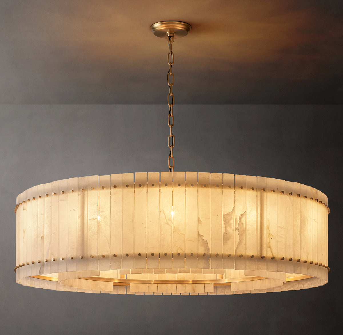 Sculptural San Marco Alabaster Round Chandelier
