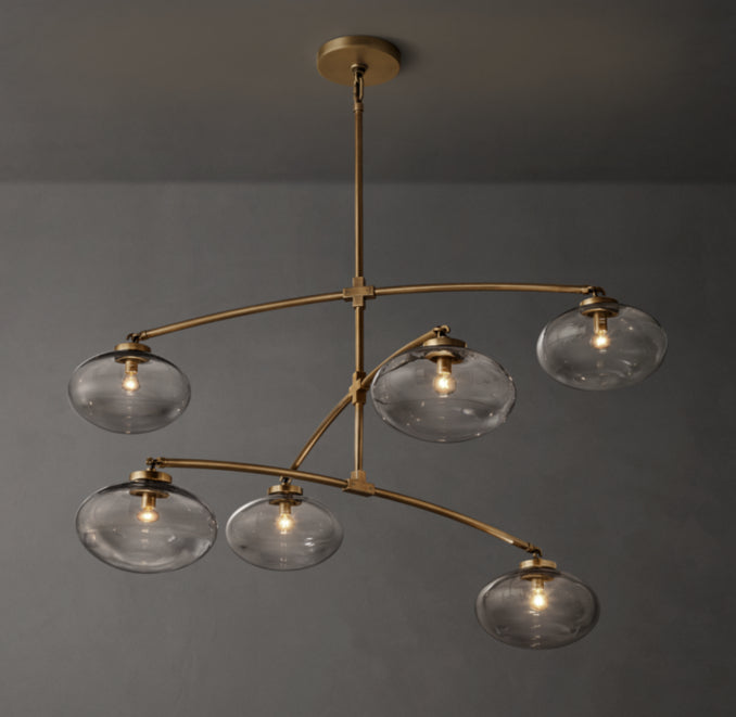 Sculptural Cabrette Clear Glass Mobile Round Chandelier