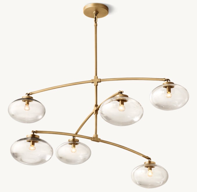 Sculptural Cabrette Clear Glass Mobile Round Chandelier