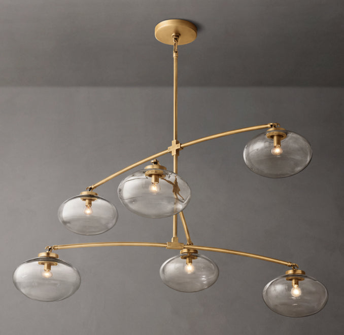 Sculptural Cabrette Clear Glass Mobile Round Chandelier