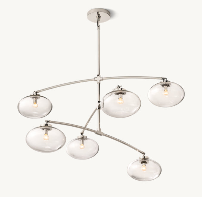 Sculptural Cabrette Clear Glass Mobile Round Chandelier