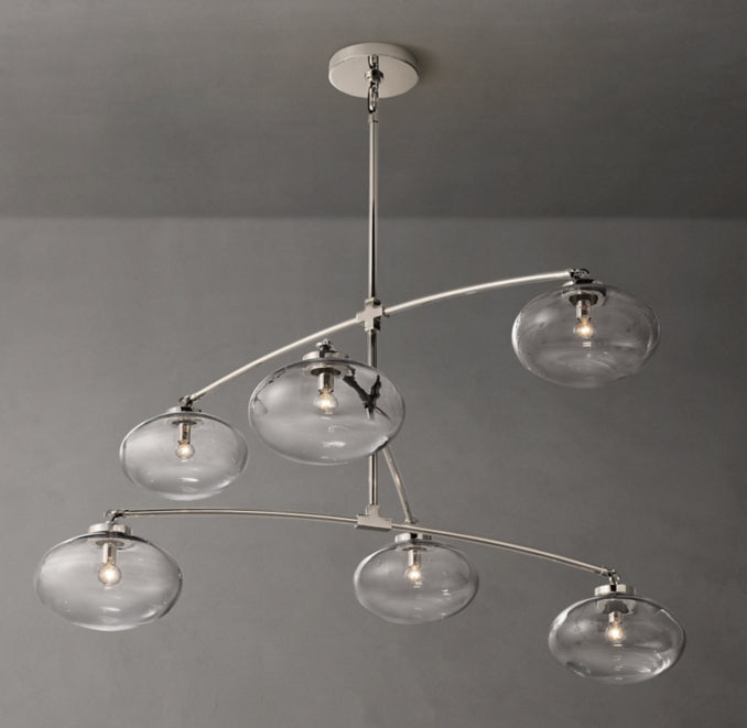 Sculptural Cabrette Clear Glass Mobile Round Chandelier
