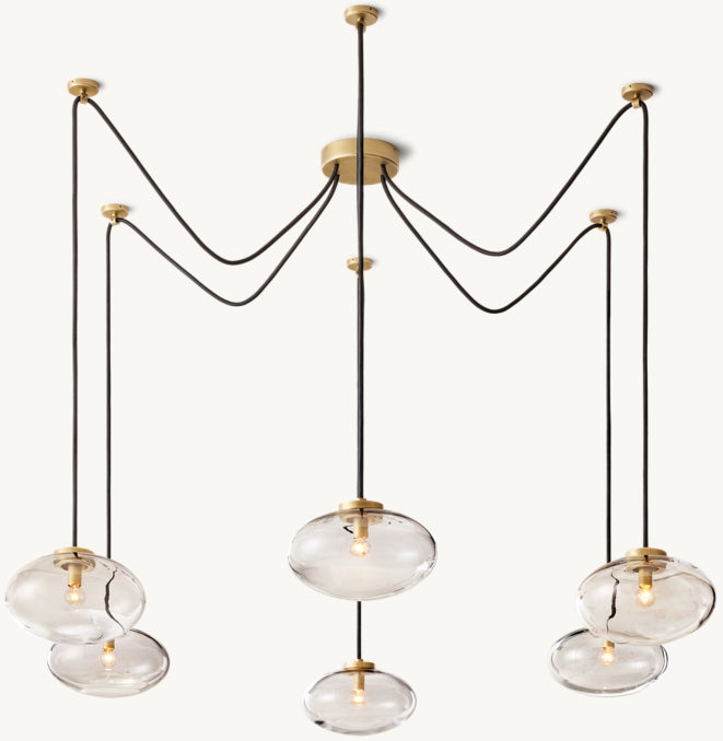 Sculptural Cabrette Clear Glass Suspended Chandelier, alternate view