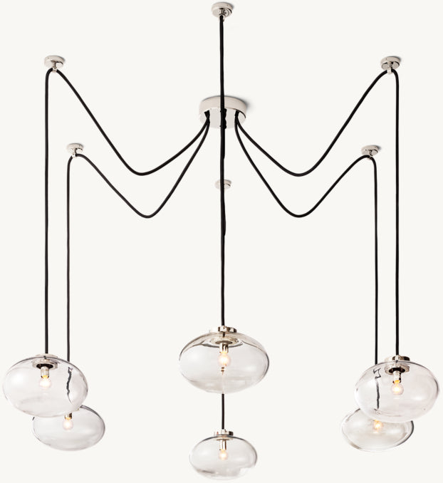 Sculptural Cabrette Clear Glass Suspended Chandelier, alternate view