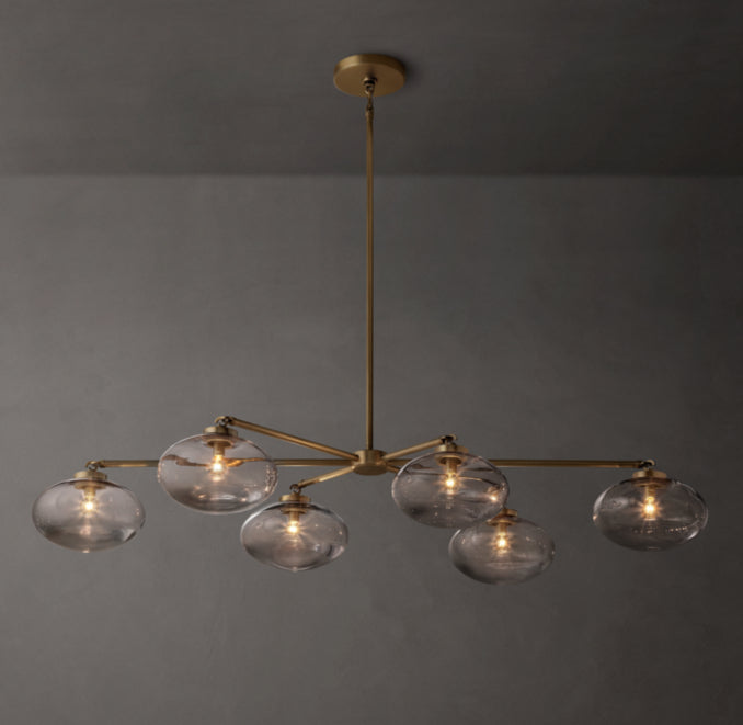 Sculptural Cabrette Clear Glass Mobile Linear Chandelier