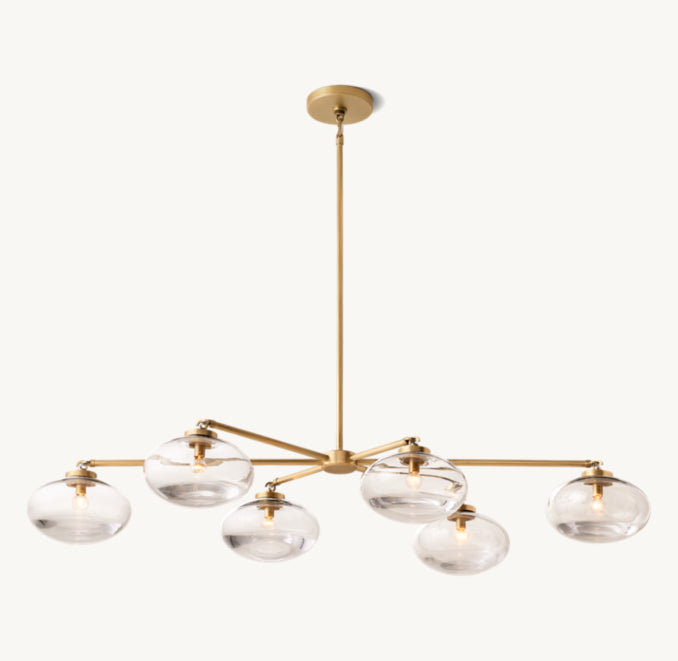 Sculptural Cabrette Clear Glass Mobile Linear Chandelier