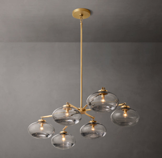 Sculptural Cabrette Clear Glass Mobile Linear Chandelier