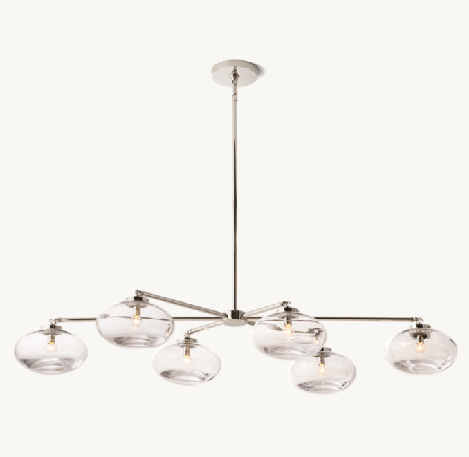 Sculptural Cabrette Clear Glass Mobile Linear Chandelier, alternate view