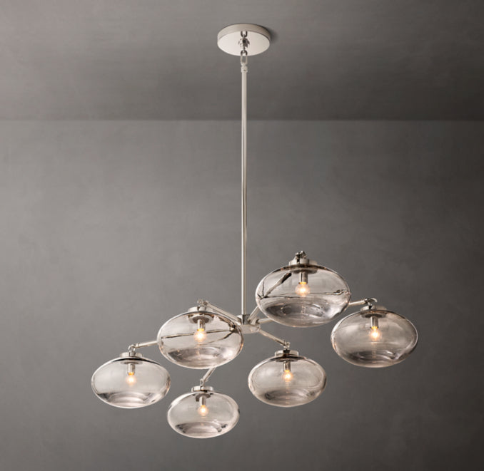 Sculptural Cabrette Clear Glass Mobile Linear Chandelier