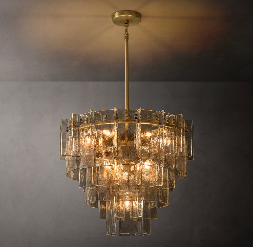 Signature Lattice Smoke Glass Tiered Round Chandelier