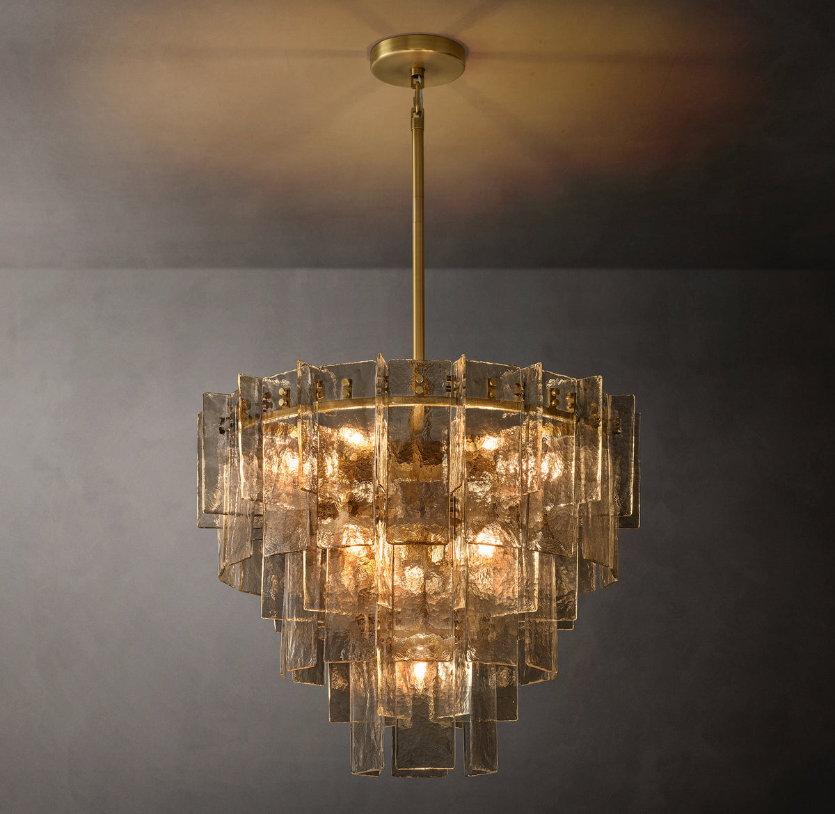 Signature Lattice Smoke Glass Tiered Round Chandelier