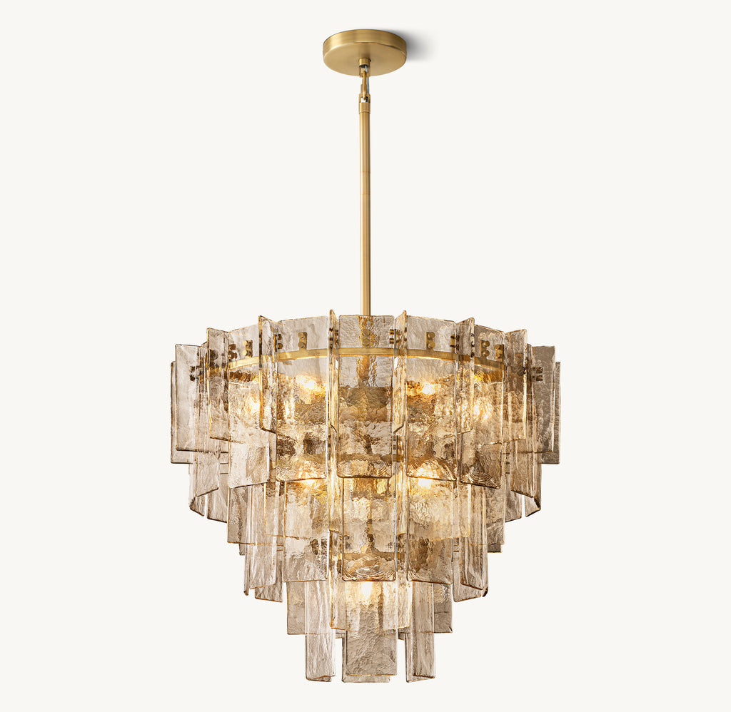 Signature Lattice Smoke Glass Tiered Round Chandelier, alternate view