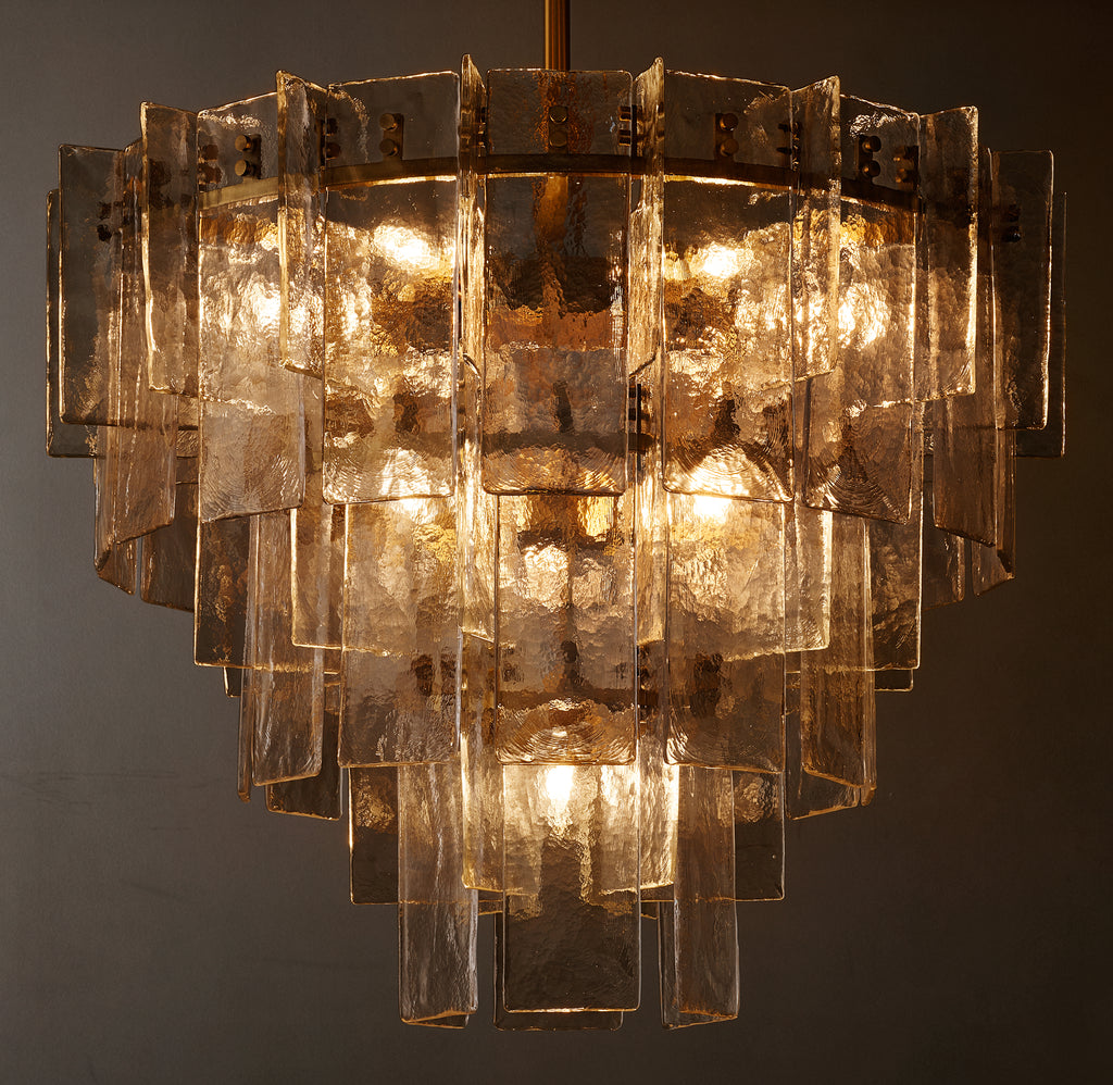 Signature Lattice Smoke Glass Tiered Round Chandelier – 36"