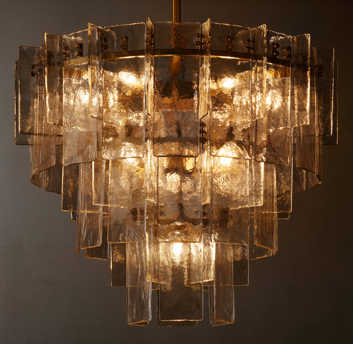 Signature Lattice Smoke Glass Tiered Round Chandelier – 36"