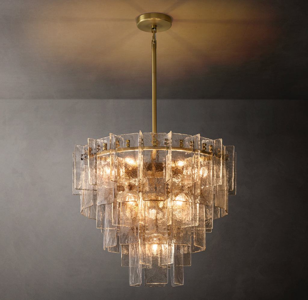 Signature Lattice Clear Glass Tiered Round Chandelier