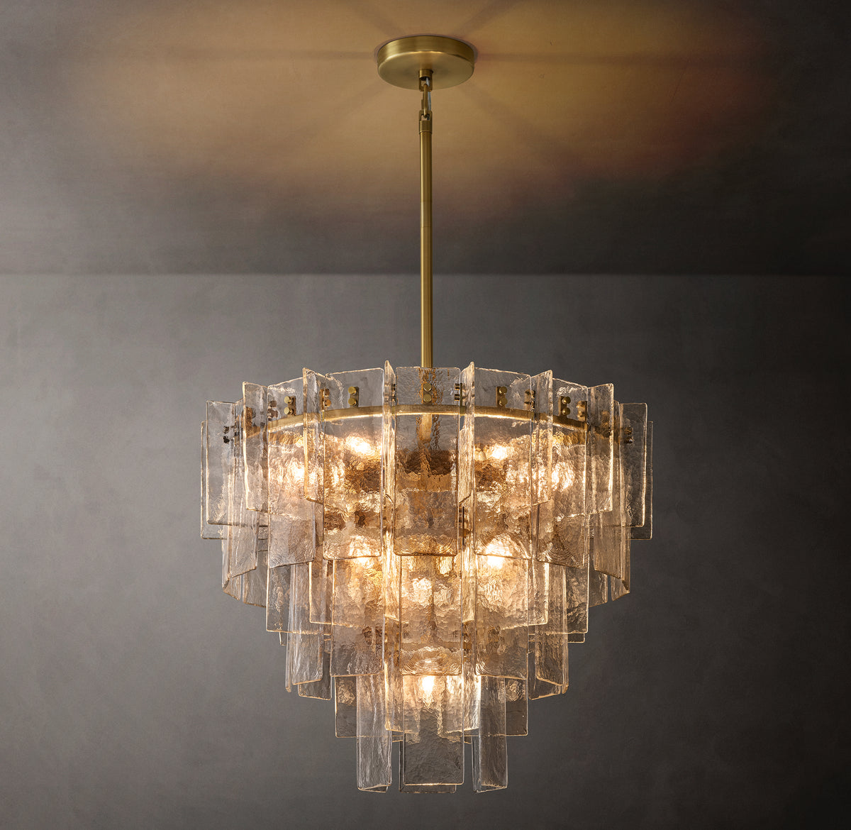Signature Lattice Clear Glass Tiered Round Chandelier