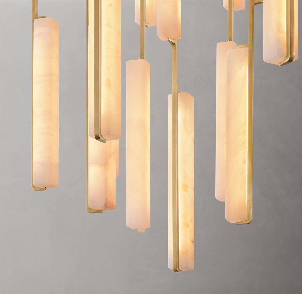 Sculptural Audubon Alabaster Round Chandelier
