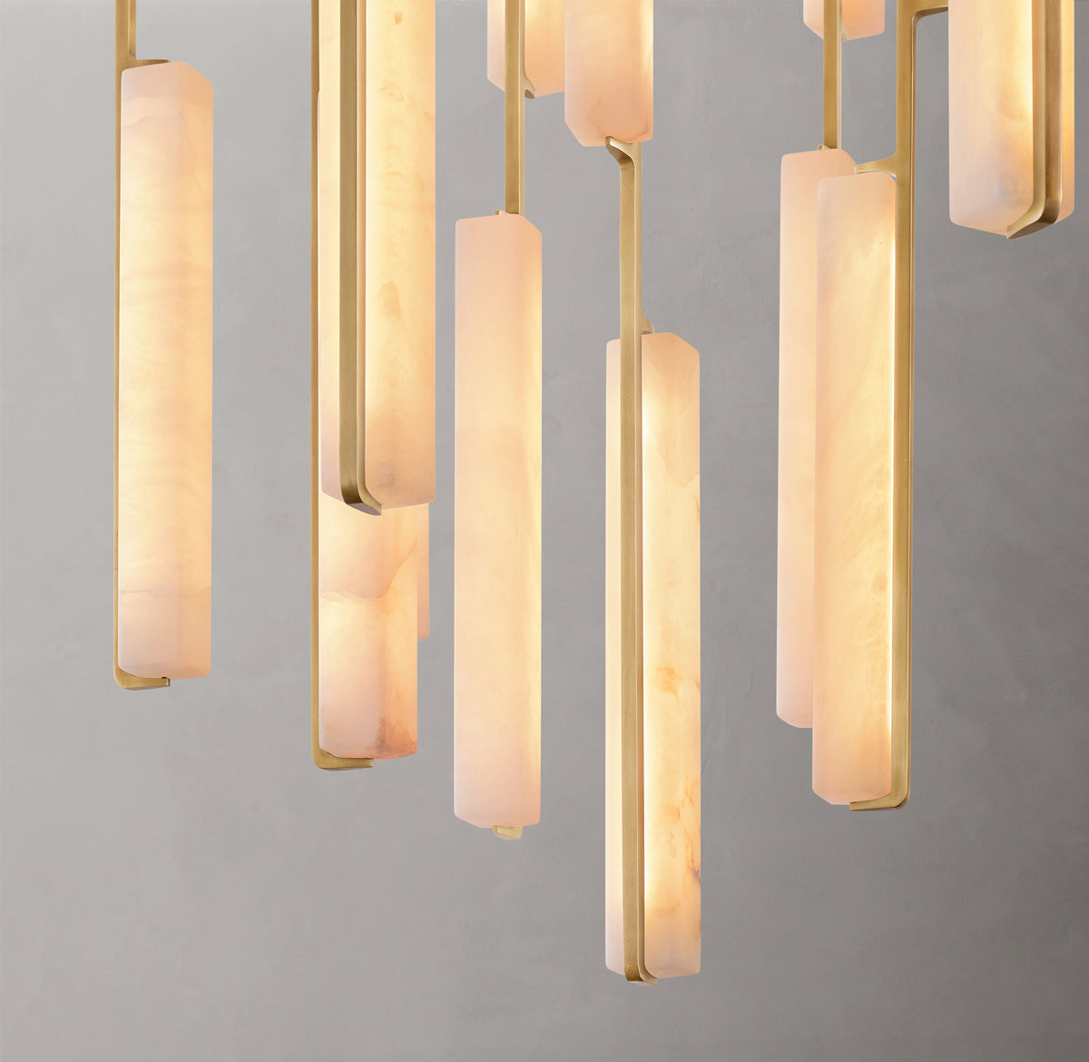Sculptural Audubon Alabaster Round Chandelier