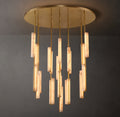 Sculptural Audubon Alabaster Round Chandelier