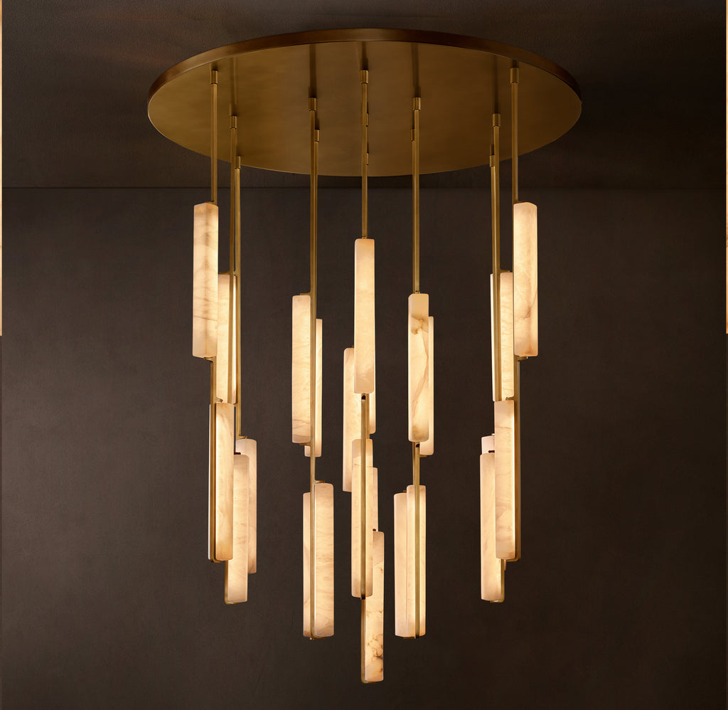 Sculptural Audubon Alabaster Round Chandelier, alternate view