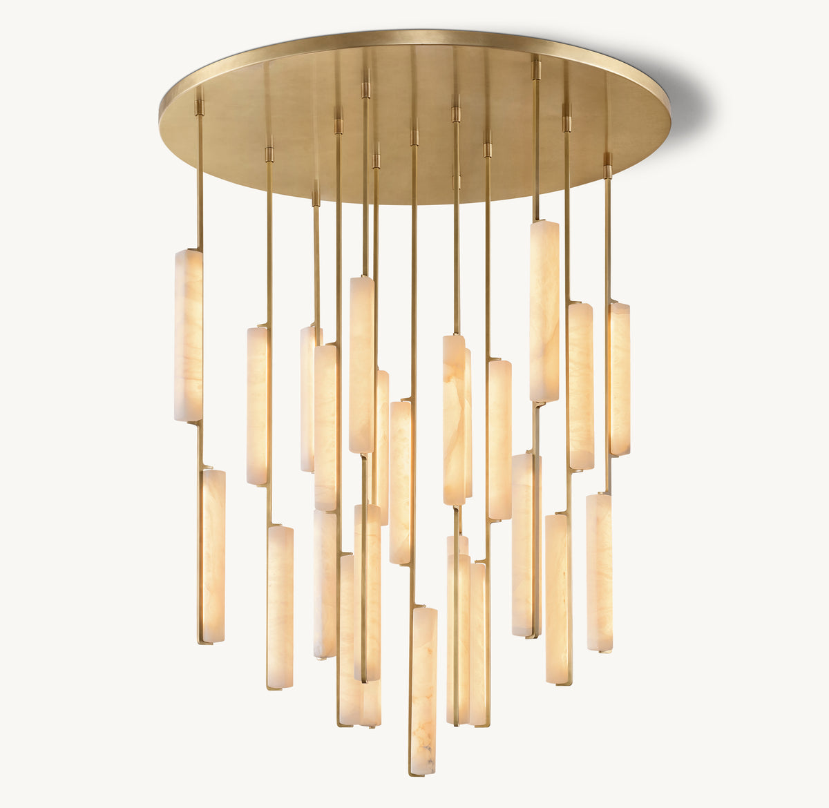 Sculptural Audubon Alabaster Round Chandelier