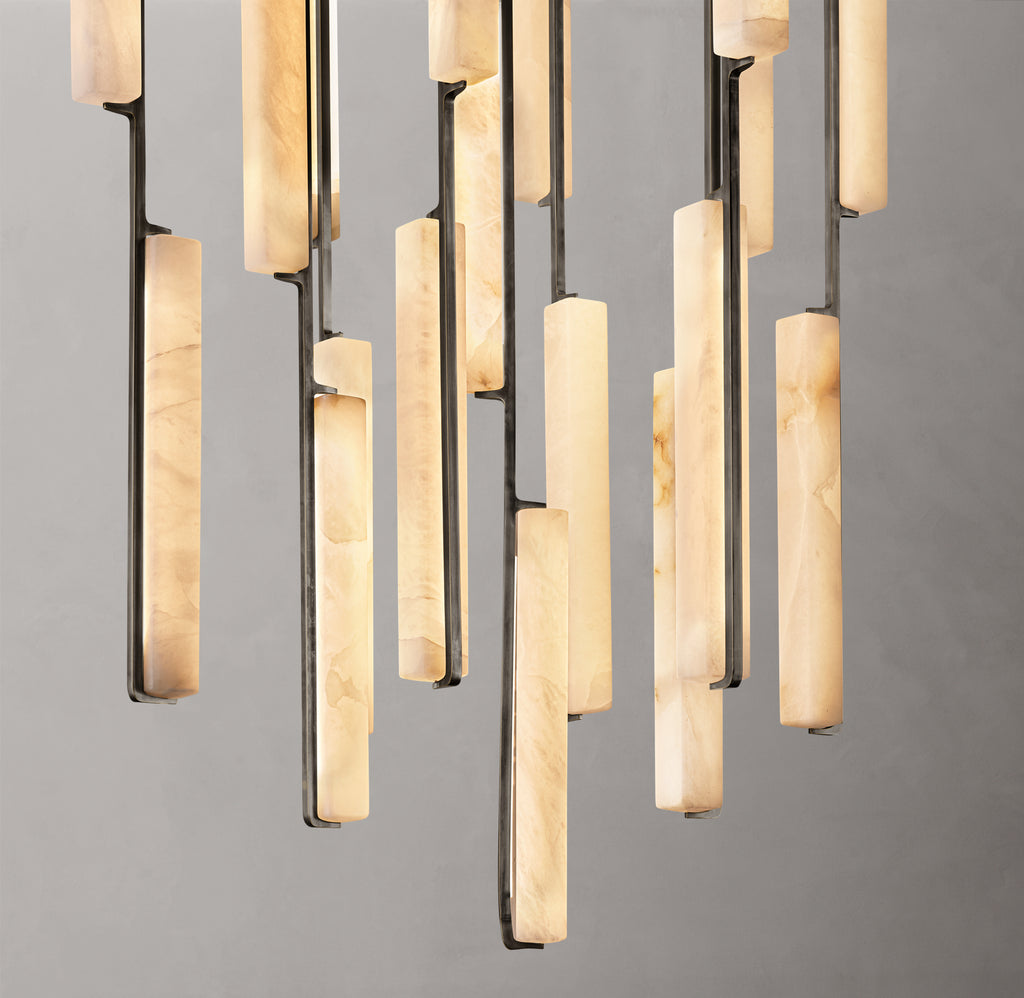 Sculptural Audubon Alabaster Round Chandelier