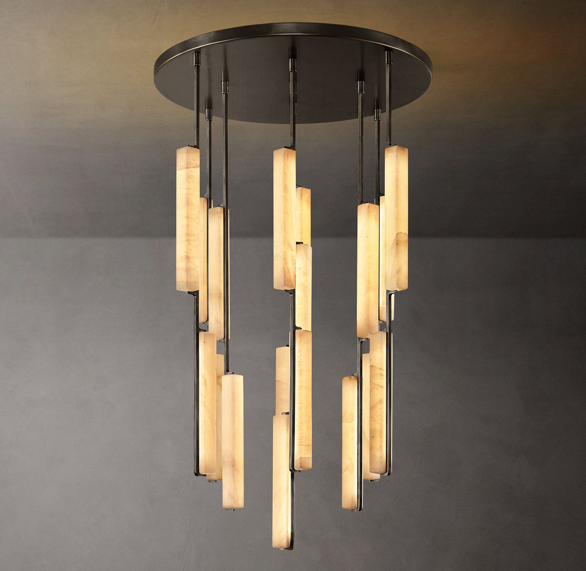 Sculptural Audubon Alabaster Round Chandelier