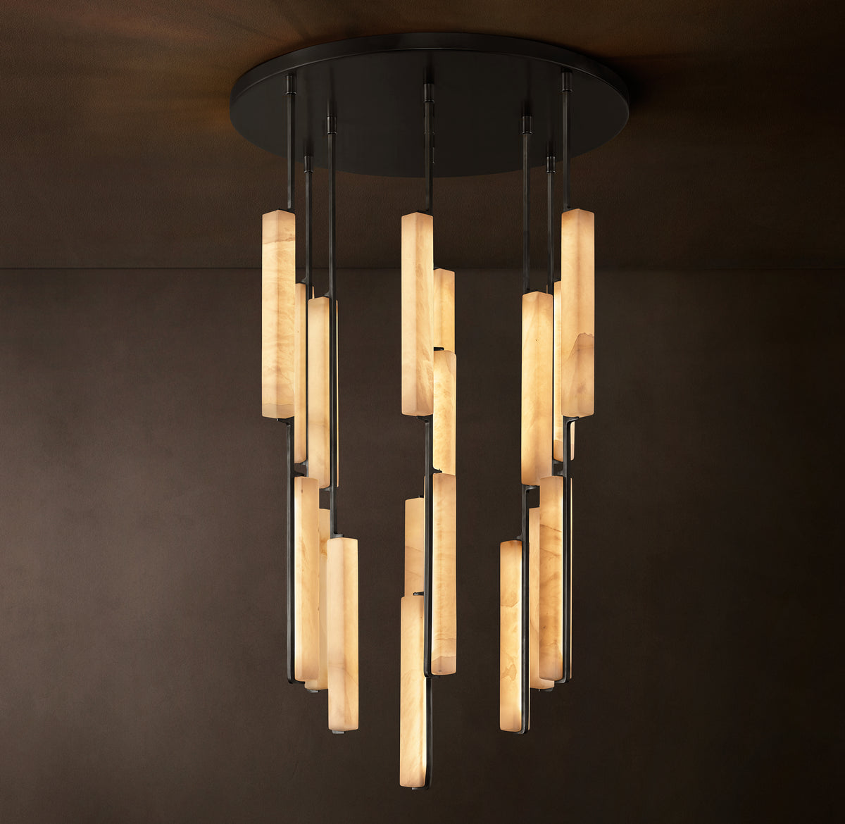 Sculptural Audubon Alabaster Round Chandelier, alternate view