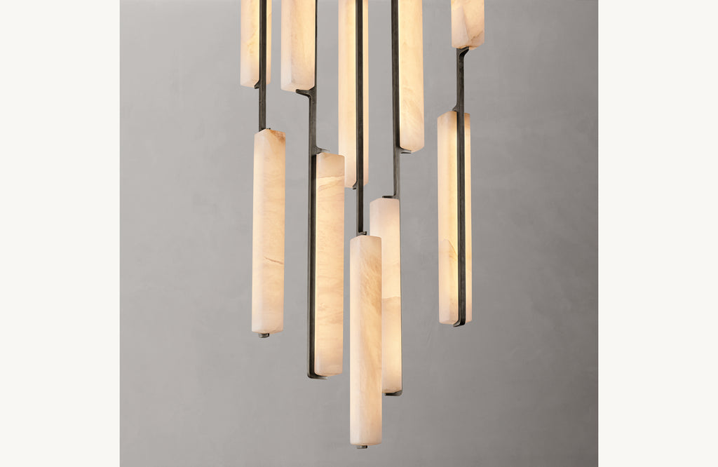 Sculptural Audubon Alabaster Round Chandelier