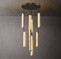 Sculptural Audubon Alabaster Round Chandelier