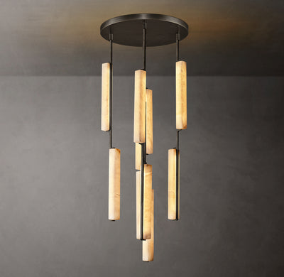 Sculptural Audubon Alabaster Round Chandelier